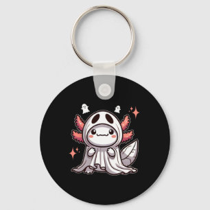 Niedlich Kawaii Halloween Ghost Axolotl Schlüsselanhänger