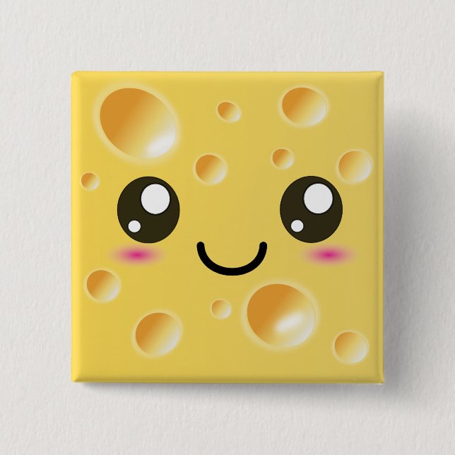 Niedlich Kawaii Happy Cheese Button (Vorderseite)