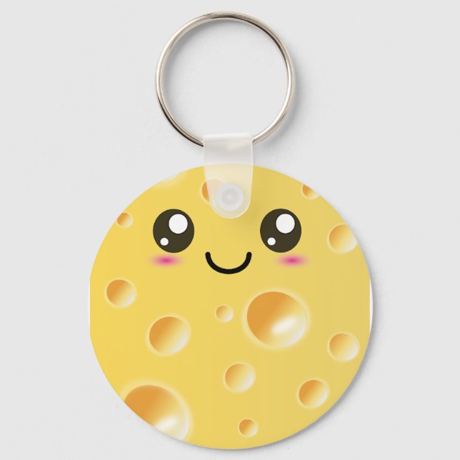 Niedlich Kawaii Happy Cheese Schlüsselanhänger (Vorderseite)