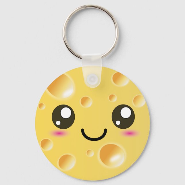 Niedlich Kawaii Happy Cheese Schlüsselanhänger (Vorderseite)