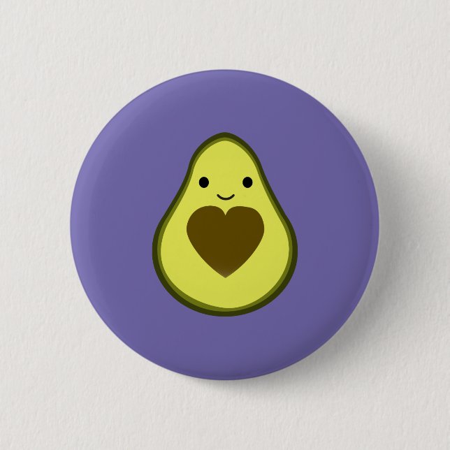 Niedlich Kawaii Happy Liebe Avocado Button (Vorderseite)