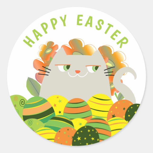 Niedlich Kawaii Happy Oaster Runder Aufkleber (Vorderseite)