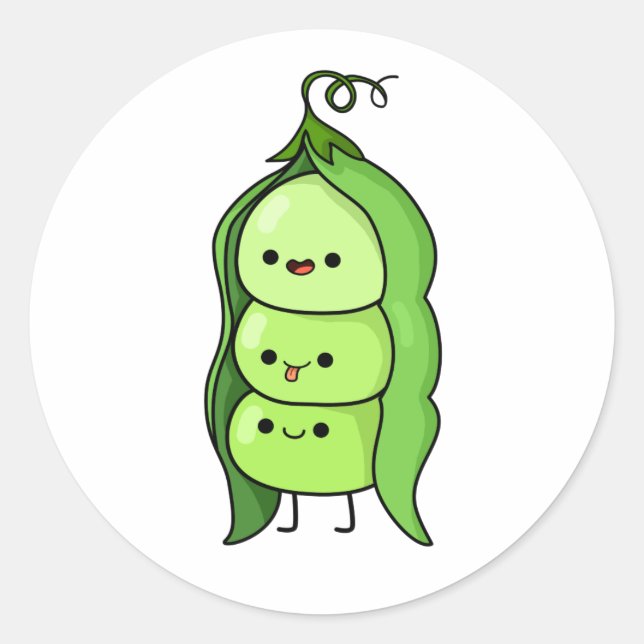 Niedlich Kawaii Happy Peas Runder Aufkleber (Vorderseite)