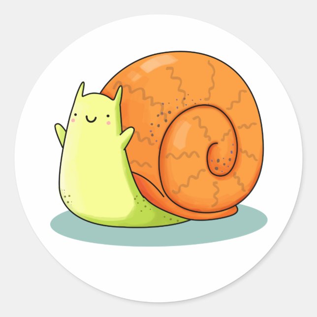 Niedlich Kawaii Happy Snail Runder Aufkleber (Vorderseite)