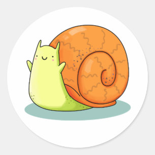 Niedlich Kawaii Happy Snail Runder Aufkleber