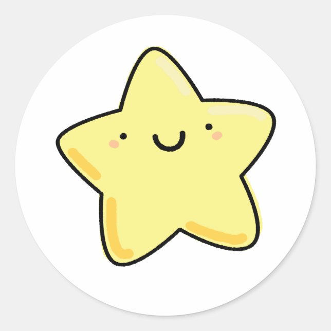 Niedlich Kawaii Happy Star Runder Aufkleber (Vorderseite)