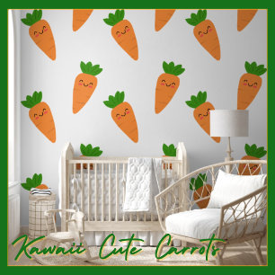 Niedlich Kawaii Happy World of Orange Carrots Kind Tapete