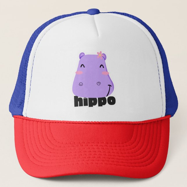 Niedlich Kawaii Hippo Art Truckerkappe (Vorderseite)