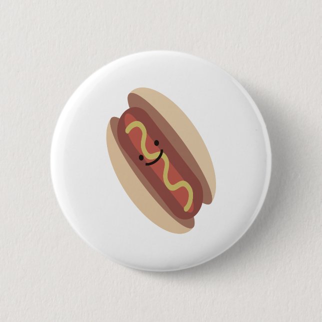 Niedlich Kawaii Hot Dog Button (Vorderseite)