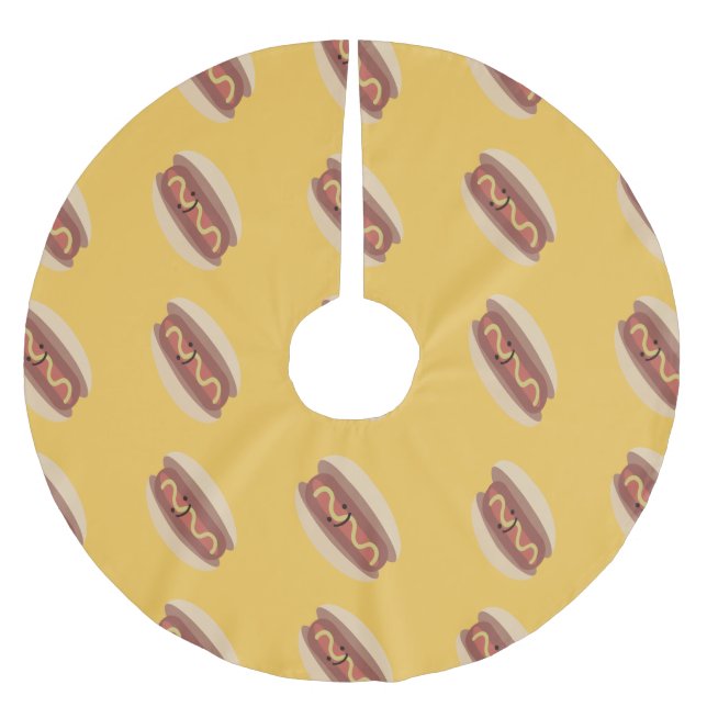 Niedlich Kawaii Hot Dog Polyester Weihnachtsbaumdecke (Vorderseite)