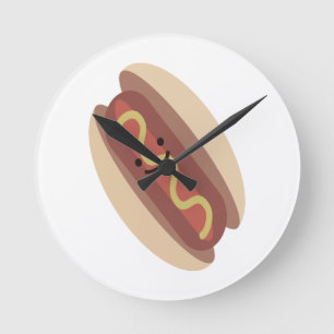 Niedlich Kawaii Hot Dog Runde Wanduhr