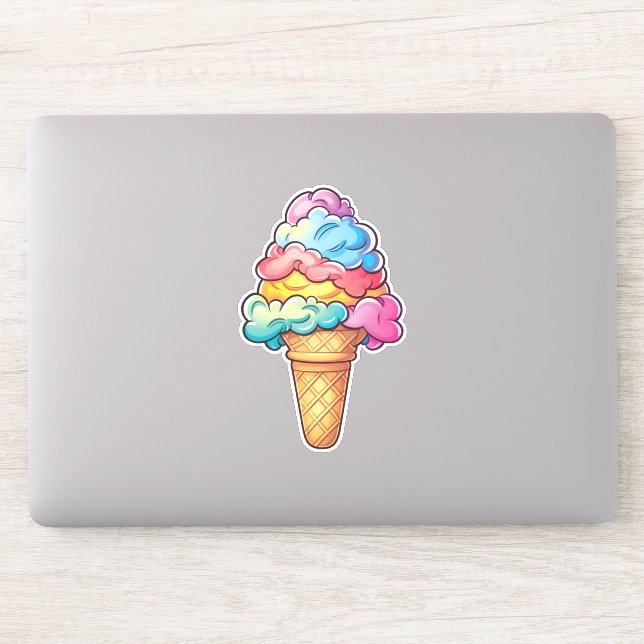 Niedlich Kawaii Ice Creme Cone | Süße Leckerei Aufkleber (Computer)