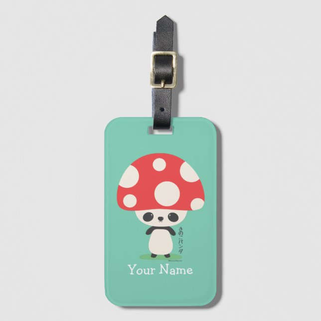 Niedlich Kawaii Japanisch Kinoko Mushroom Panda Gepäckanhänger (Vorderseite Vertikal)