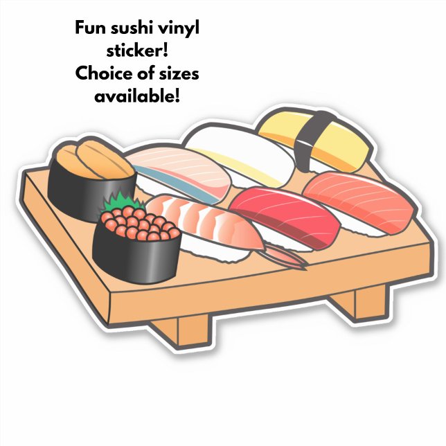 Niedlich Kawaii Japanisch Sushi Tray Custom-Cut Vi Aufkleber (A fun sushi sticker!)