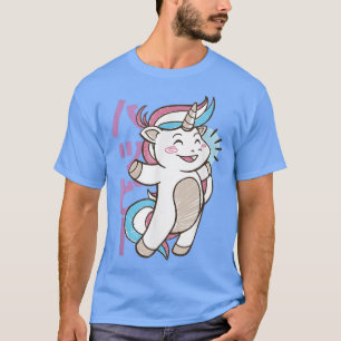 Niedlich Kawaii Jumping Unicorn Kawaii Sketch Desi T-Shirt