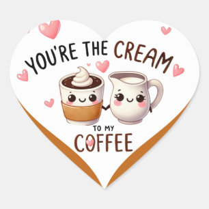 Niedlich Kawaii Kaffee und Creme Herz-Aufkleber