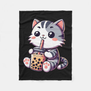 Niedlich Kawaii Katze Boba Blubble Milk Tee Anime  Fleecedecke