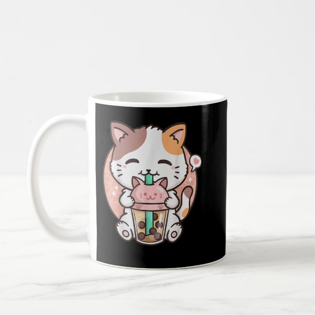 Niedlich Kawaii Katze Boba Blubble Milk Tee Anime  Kaffeetasse (Links)