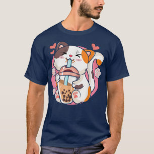Niedlich Kawaii Katze Boba Tea Bubble Tee Anime Wo