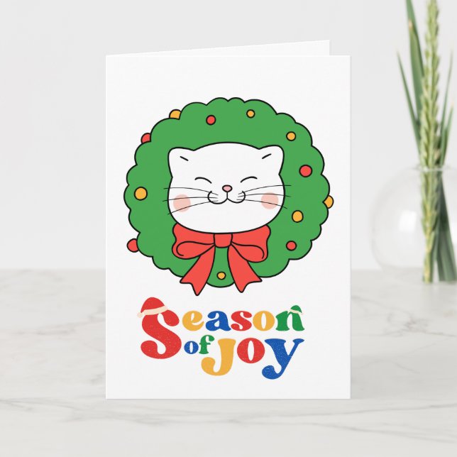 Niedlich Kawaii Katze Weihnachtsfeiertag Jahreszei Karte (Vorderseite)