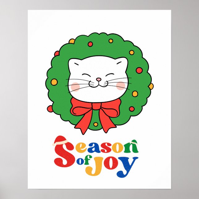 Niedlich Kawaii Katze Weihnachtsfeiertag Jahreszei Poster (Vorne)