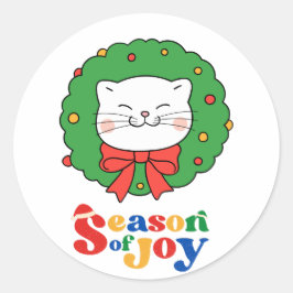 Niedlich Kawaii Katze Weihnachtsfeiertag Jahreszei Runder Aufkleber