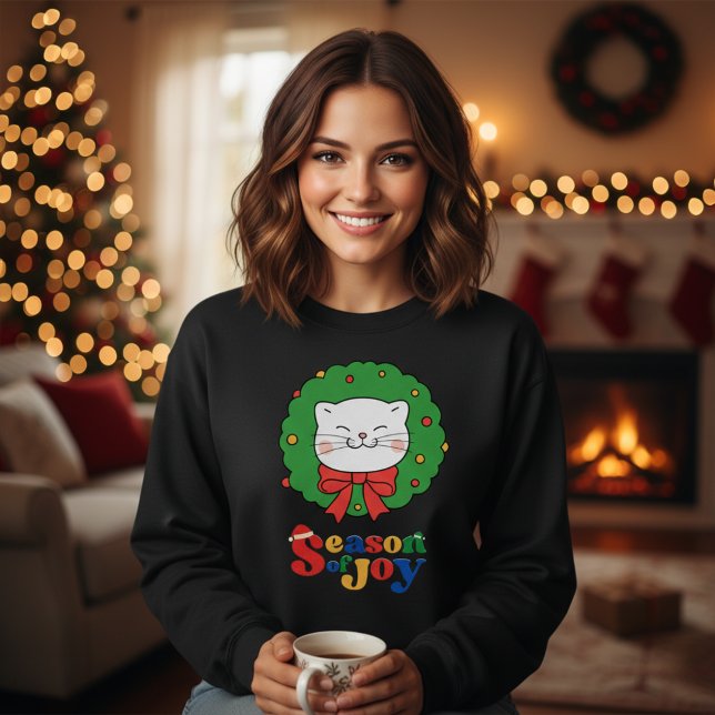 Niedlich Kawaii Katze Weihnachtsfeiertag Jahreszei Sweatshirt (Von Creator hochgeladen)