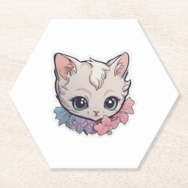 Niedlich Kawaii Kitten 1 Untersetzer (Vorderseite)