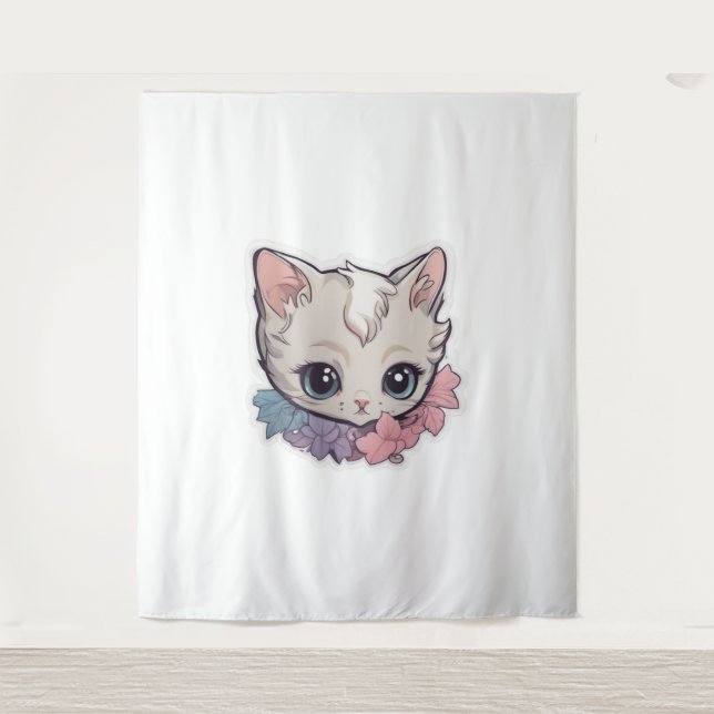 Niedlich Kawaii Kitten 1 Wandteppich (Vorderseite)
