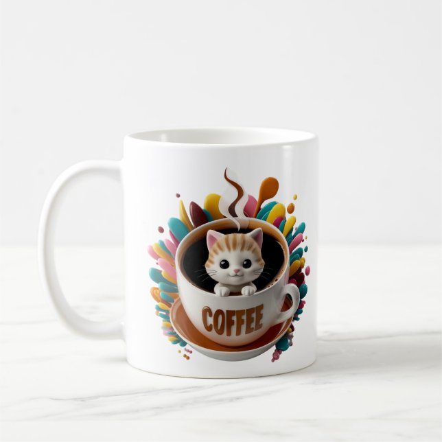 Niedlich Kawaii Kitten im Coffee Cup Kaffeetasse (Links)
