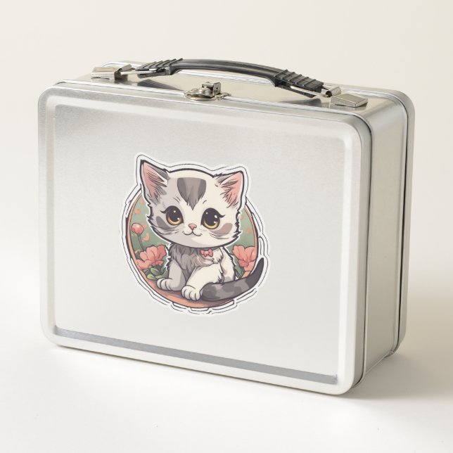 Niedlich Kawaii Kitten Metall Brotdose (Vorderseite)