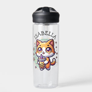 Niedlich Kawaii Kitten mit Bubble Tee Personalisie Trinkflasche