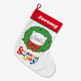 Niedlich Kawaii Kitty Cat Weihnachtszeit der Freud Großer Weihnachtsstrumpf
