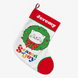 Niedlich Kawaii Kitty Cat Weihnachtszeit der Freud Großer Weihnachtsstrumpf