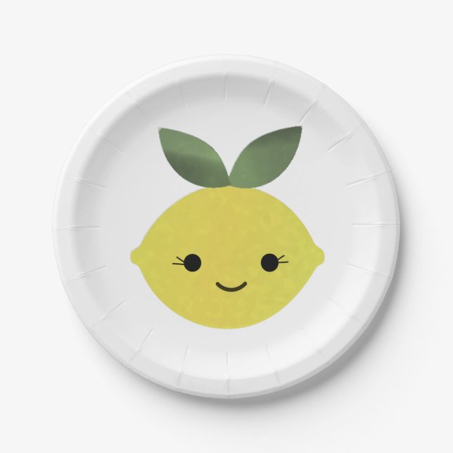 Niedlich Kawaii Lemon Pappteller (Vorderseite)
