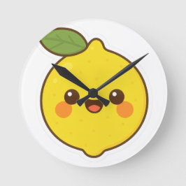 Niedlich Kawaii Lemon Runde Wanduhr