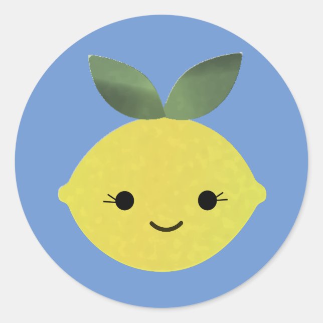 Niedlich Kawaii Lemon Runder Aufkleber (Vorderseite)
