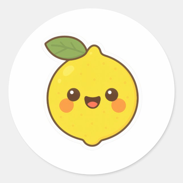 Niedlich Kawaii Lemon Runder Aufkleber (Vorderseite)