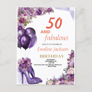 Niedlich Kawaii Lila Geburtstag Einladungspostkarte