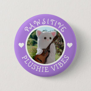 Niedlich Kawaii Lila Pawsitive Plushie Vibes Foto Button