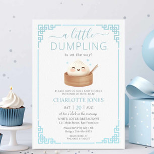 Niedlich Kawaii Little Dumpling Bun Blue Baby Dusc Einladung