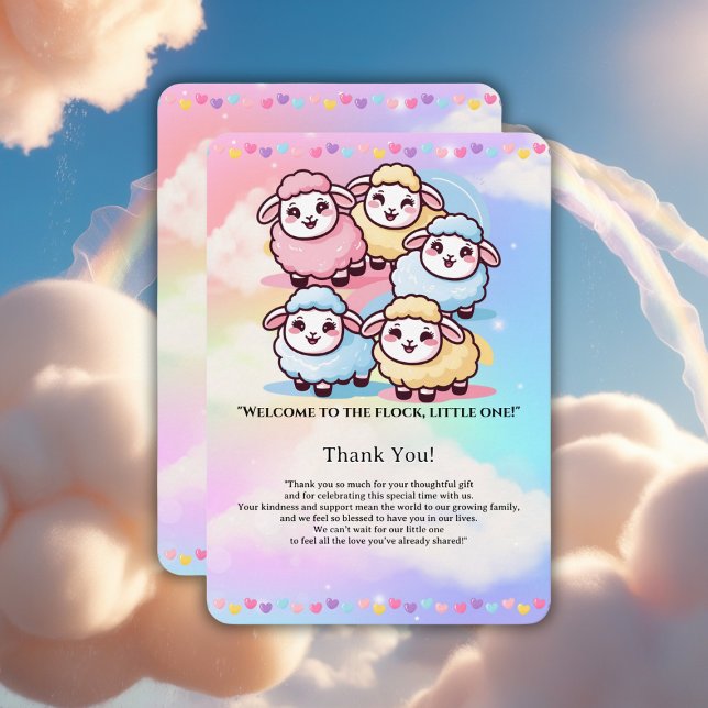 Niedlich Kawaii Little Lamb Baby Dusche Dankeskarte (Von Creator hochgeladen)