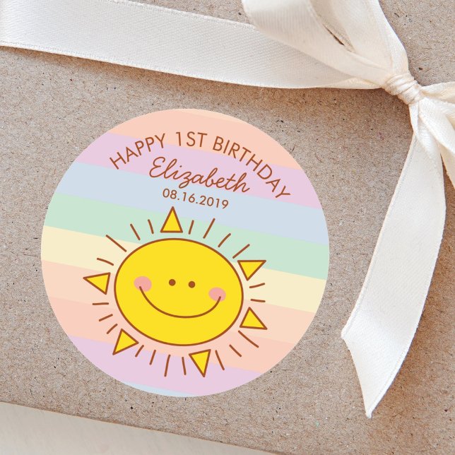 Niedlich Kawaii Little Sunshine Baby Erstgeburt Runder Aufkleber (Von Creator hochgeladen)