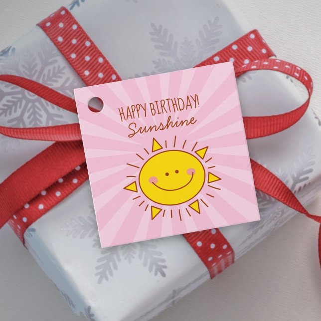 Niedlich Kawaii Little Sunshine Pink Happy Birthda Geschenkanhänger (Von Creator hochgeladen)