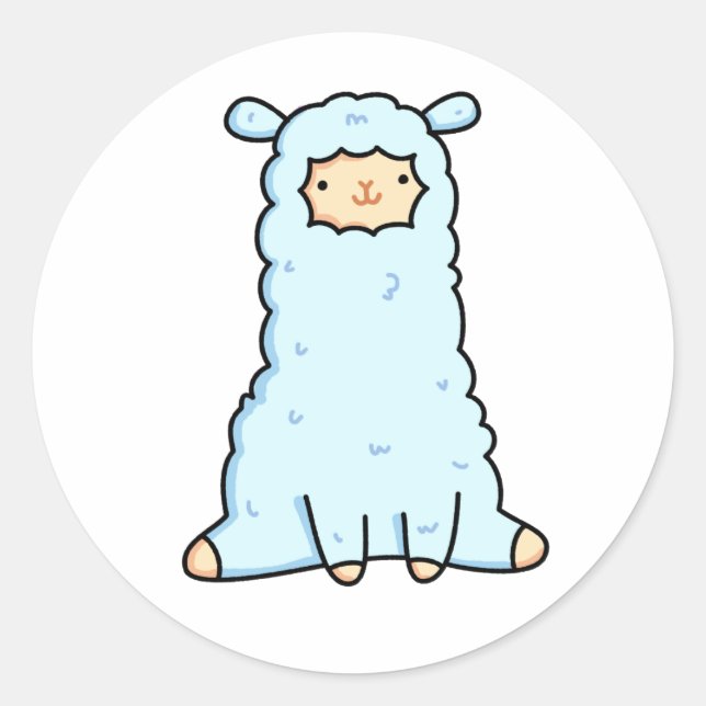 Niedlich Kawaii Llama Runder Aufkleber (Vorderseite)