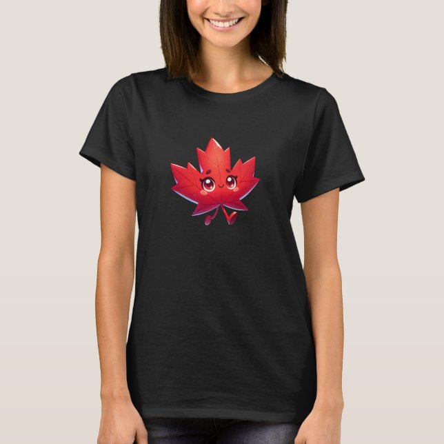 Niedlich Kawaii Maple Leaf | Elbows Up Canada T-Shirt (Vorderseite)