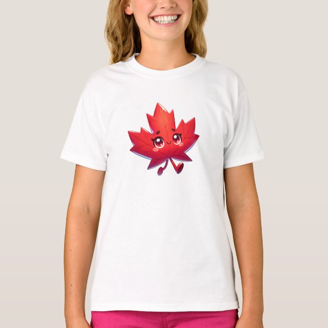 Niedlich Kawaii Maple Leaf | Kanada T-Shirt (Vorderseite)