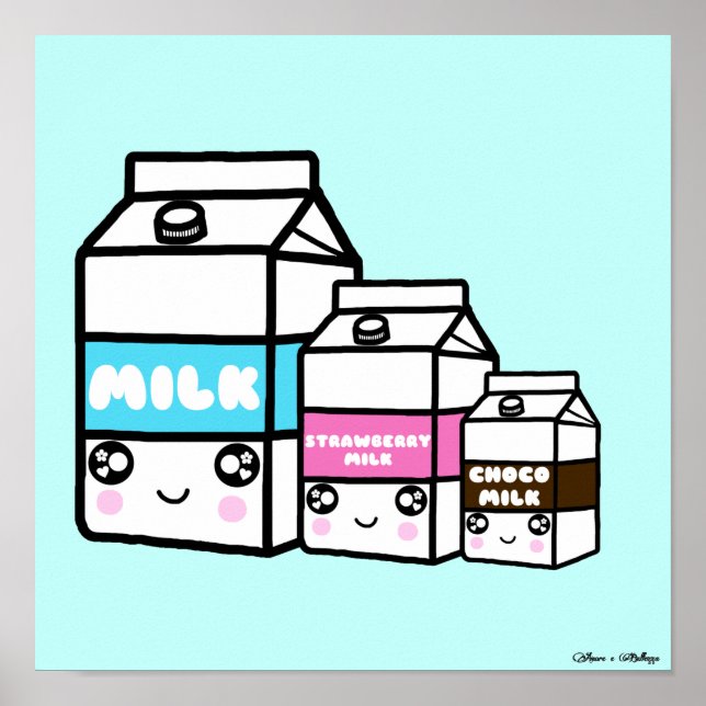 Niedlich Kawaii Milk Dairy Trio Friends Ichigo cho Poster (Vorne)