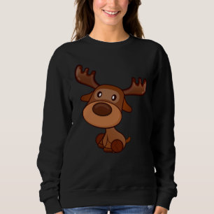 Niedlich Kawaii Moose Elk Deer Funny Alaska Moose Sweatshirt