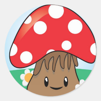 Niedlich Kawaii Mushroom Runder Aufkleber